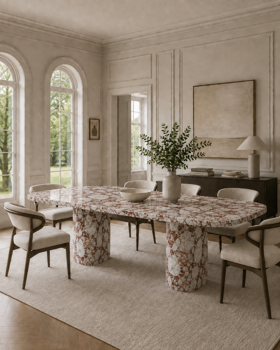 Saint-Tropez Collection Luxury Marble Dining Table – Bulgari Red, product view 2