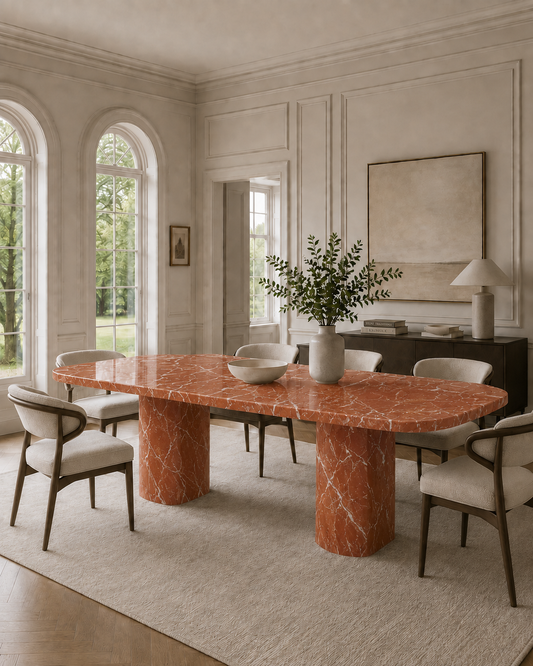Saint-Tropez Collection Luxury Marble Dining Table – Rosa Alicante, product view 3