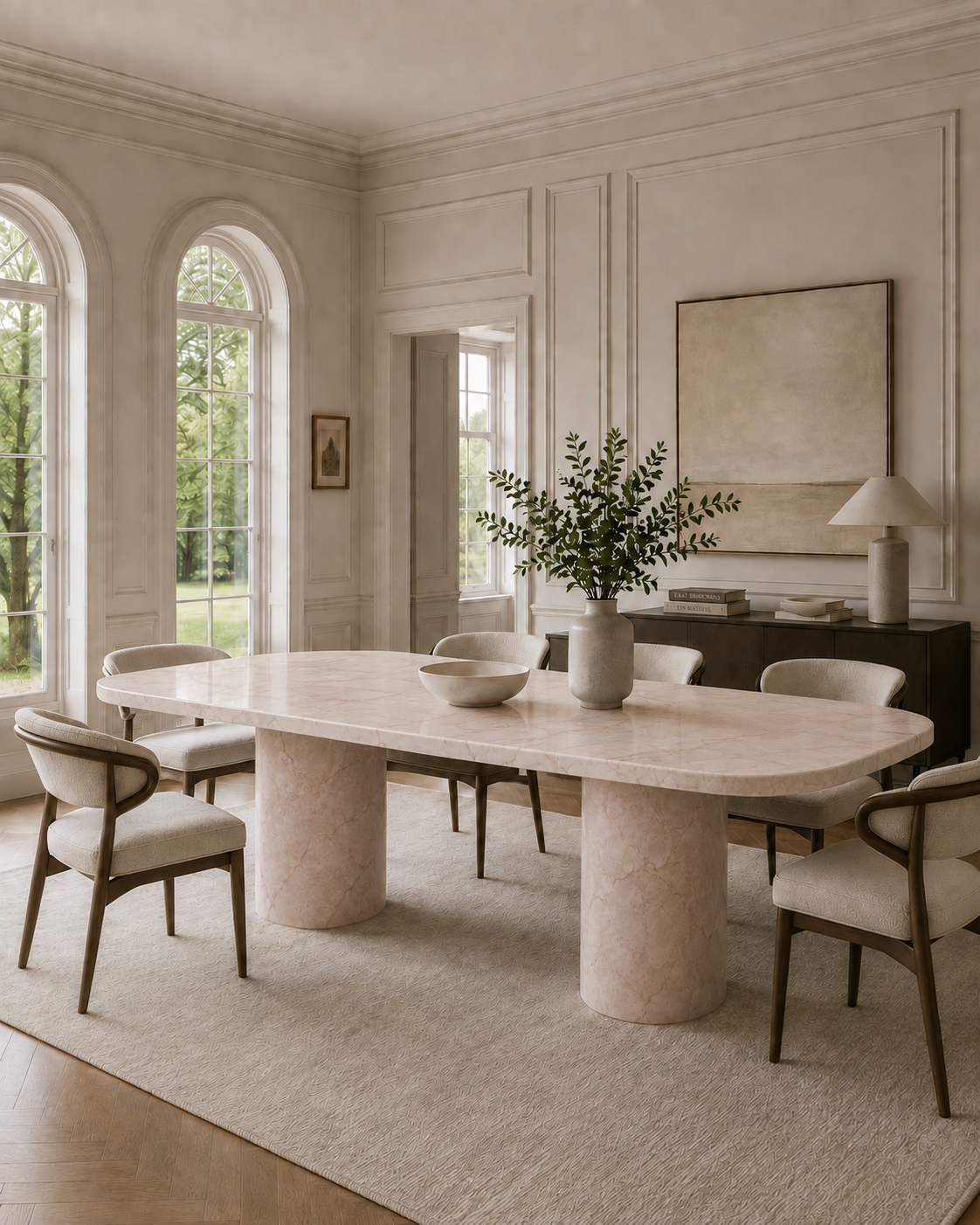 Saint-Tropez Collection Luxury Marble Dining Table – Rose Cream, product view 9