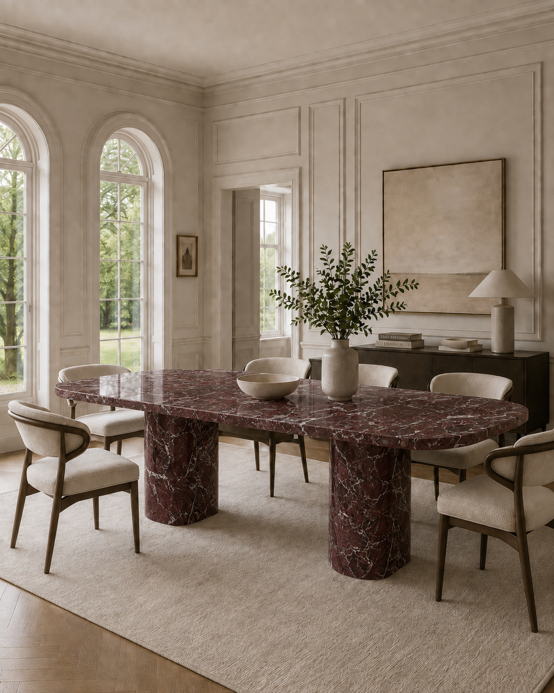 Saint-Tropez Collection Luxury Marble Dining Table – Rosso Levanto, product view 1