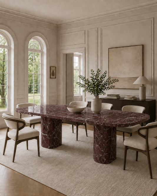 Saint-Tropez Collection Luxury Marble Dining Table – Rosso Levanto, product view 1