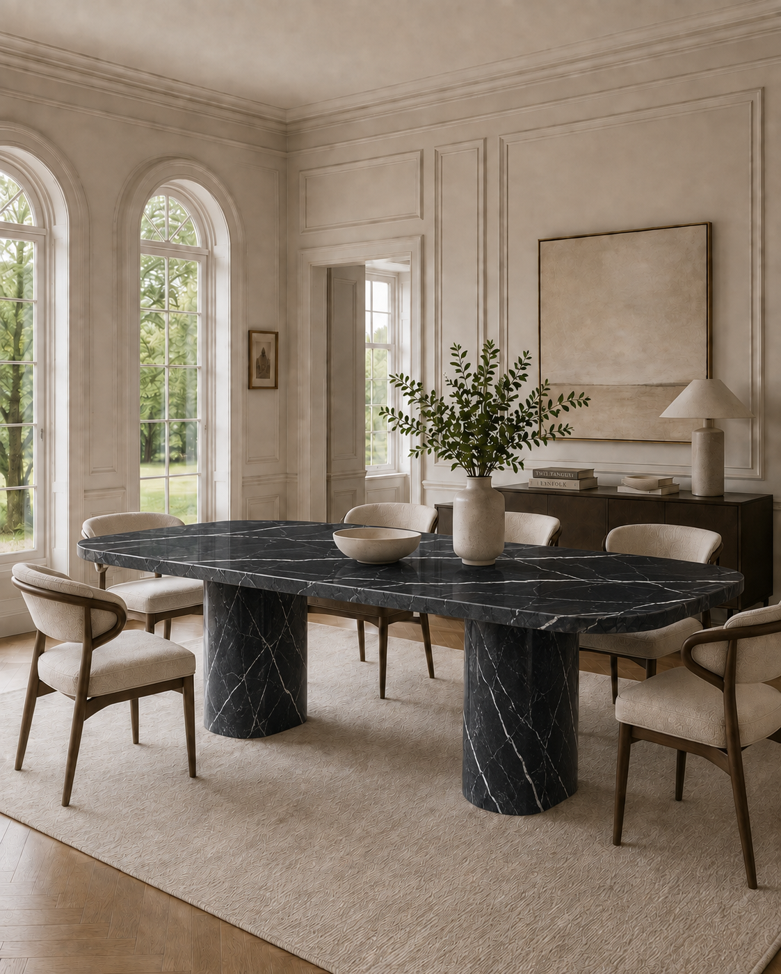 Saint-Tropez Collection Luxury Marble Dining Table – Nero Marquina, product view 12