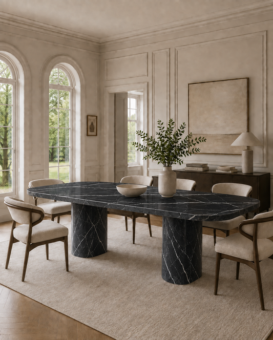 Saint-Tropez Collection Luxury Marble Dining Table – Nero Marquina, product view 12