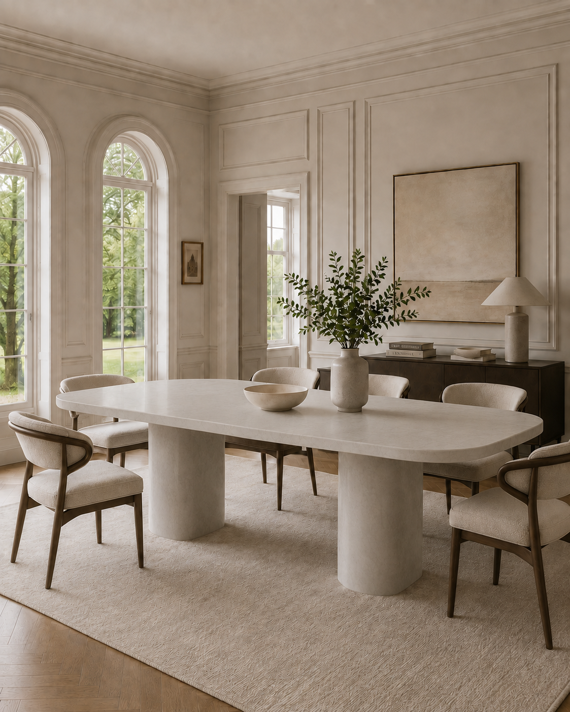 Saint-Tropez Collection Luxury Marble Dining Table – Crema Marfil, product view 11