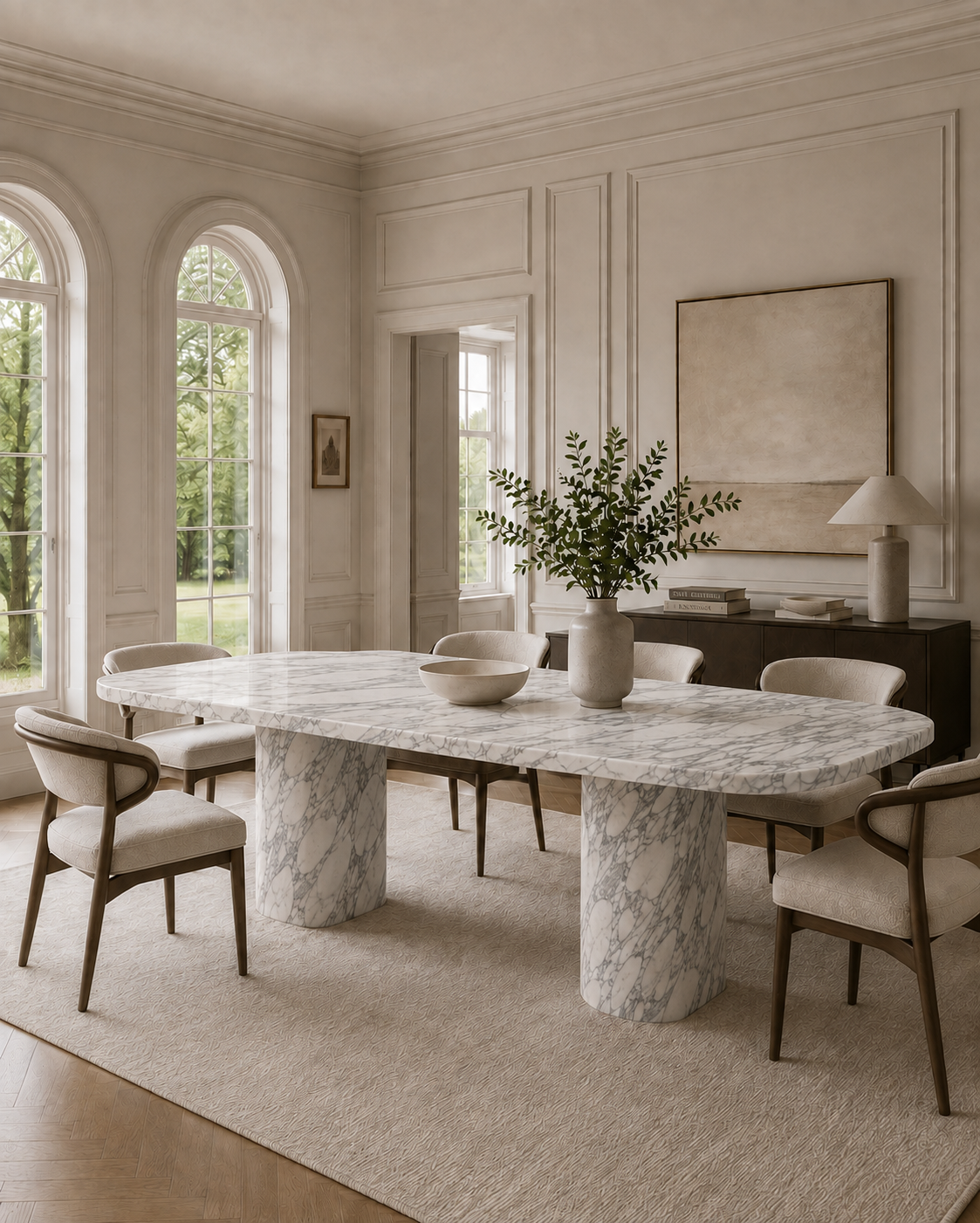 Saint-Tropez Collection Luxury Marble Dining Table – Arabescato Cerchia, product view 14