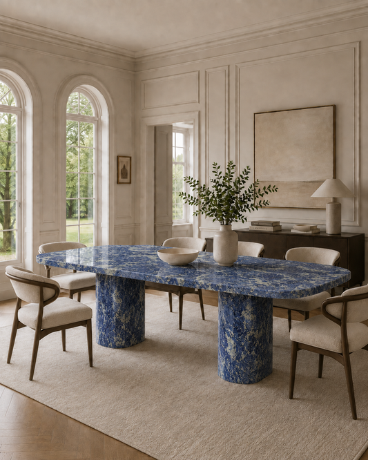 Saint-Tropez Collection Luxury Marble Dining Table – Bolivian Blue, product view 6