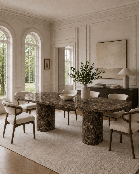 Saint-Tropez Collection Luxury Marble Dining Table – Dark Emperador, product view 7