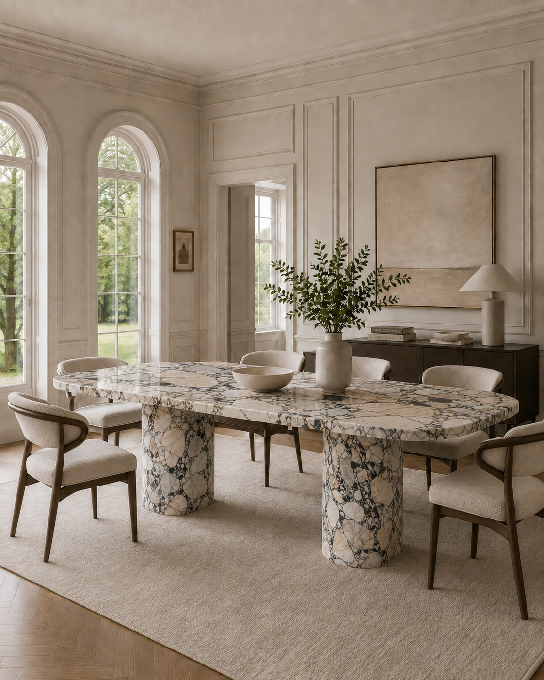 Saint-Tropez Collection Luxury Marble Dining Table – Calacatta Blue, product view 10