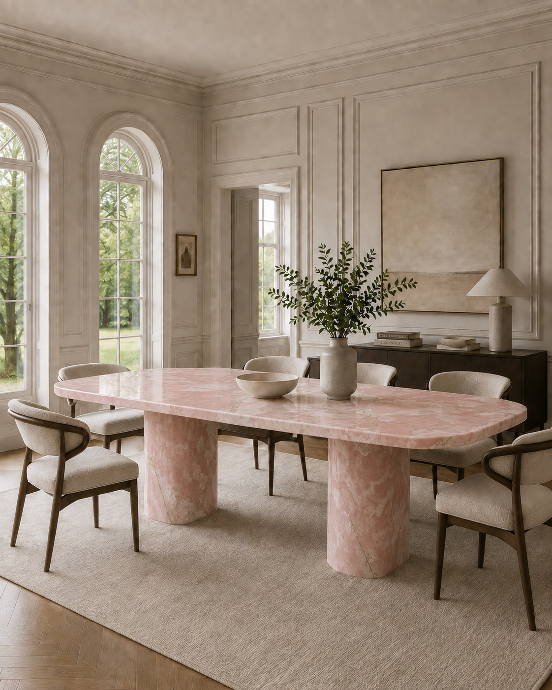Saint-Tropez Collection Luxury Stone Dining Table – Pink Onyx, product view 3