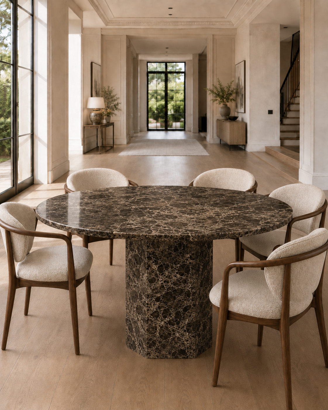 Roma Collection Luxury Marble Dining Table – Dark Emperador, product view 13