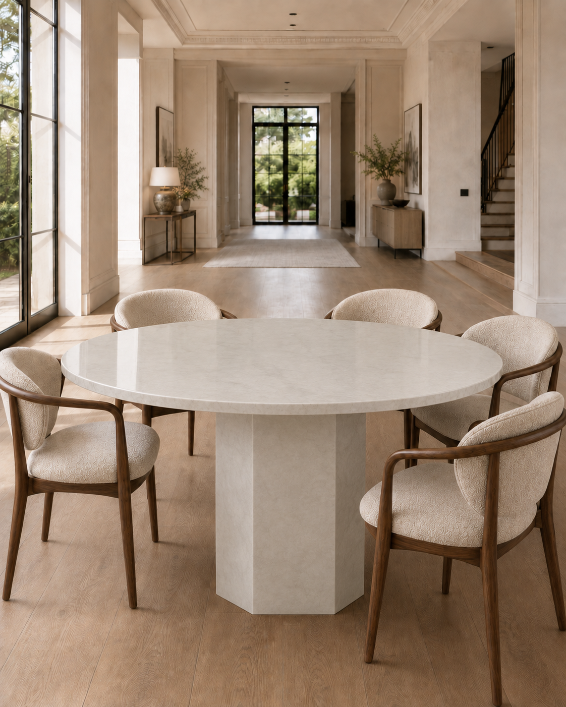 Roma Collection Luxury Marble Dining Table – Crema Marfil, product view 9