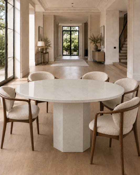 Roma Collection Luxury Marble Dining Table – Crema Marfil, product view 9