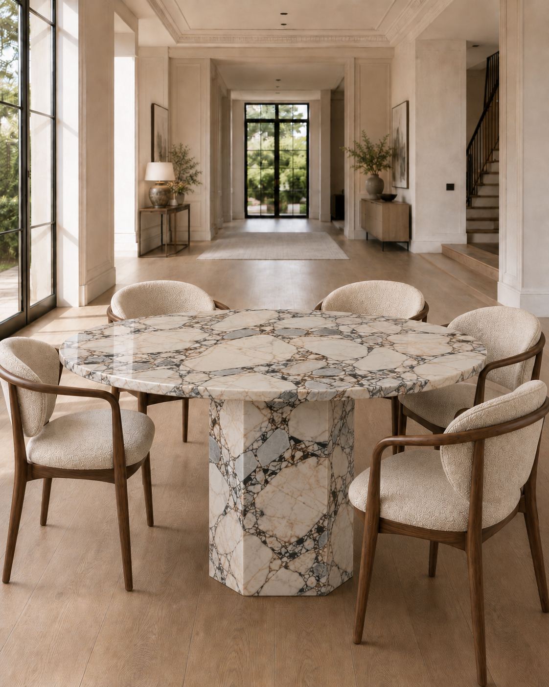 Roma Collection Luxury Marble Dining Table – Calacatta Blue, product view 8
