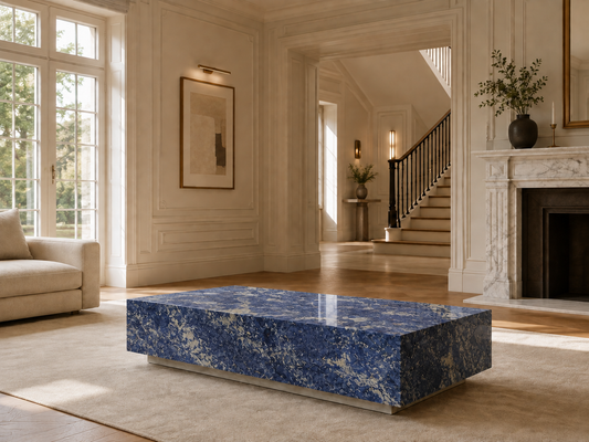 Palazzo Collection Luxury Marble Coffee Table – Bolivian Blue, product view 4