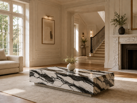 Palazzo Collection Luxury Marble Coffee Table – Panda White, product view 13