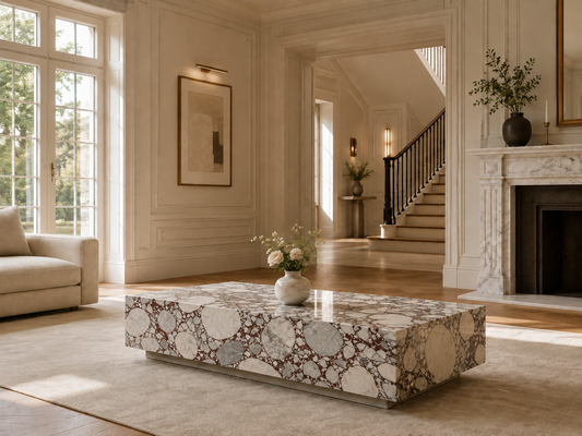 Palazzo Collection Luxury Marble Coffee Table – Calacatta Blue, product view 10