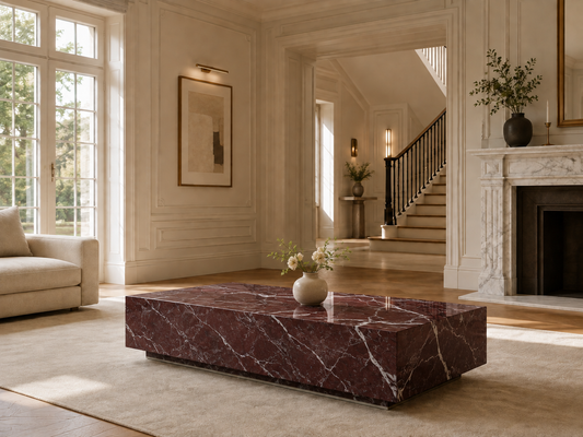 Palazzo Collection Luxury Marble Coffee Table – Rosso Levanto, product view 1