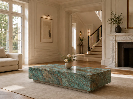 Palazzo Collection Luxury Marble Coffee Table – Amazon Green, product view 5