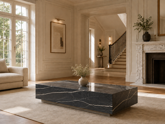 Palazzo Collection Luxury Marble Coffee Table – Nero Marquina, product view 12