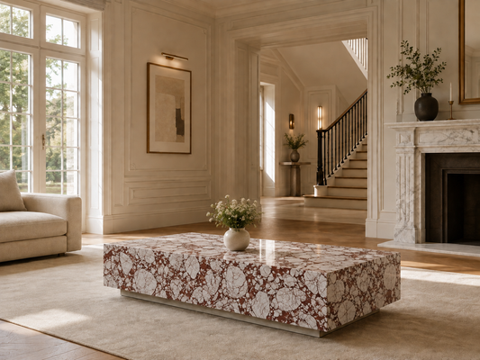 Palazzo Collection Luxury Marble Coffee Table – Bulgari Red, product view 8