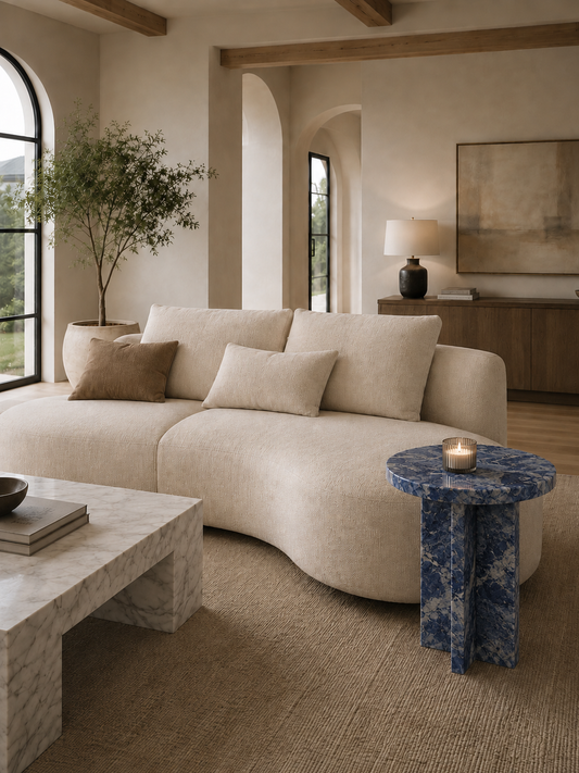 Arco Collection Luxury Marble Side Table – Bolivian Blue, product view 2