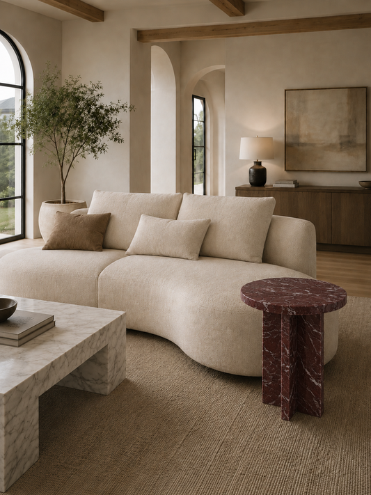 Arco Collection Luxury Marble Side Table – Rosso Levanto, product view 6