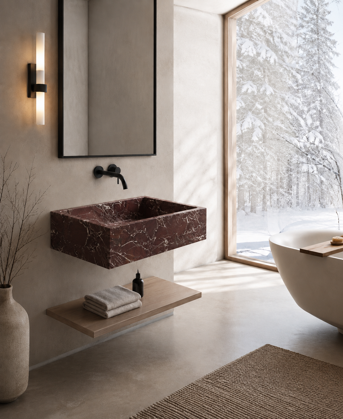 Verona Collection | Single Wall Mounted Stone Basins