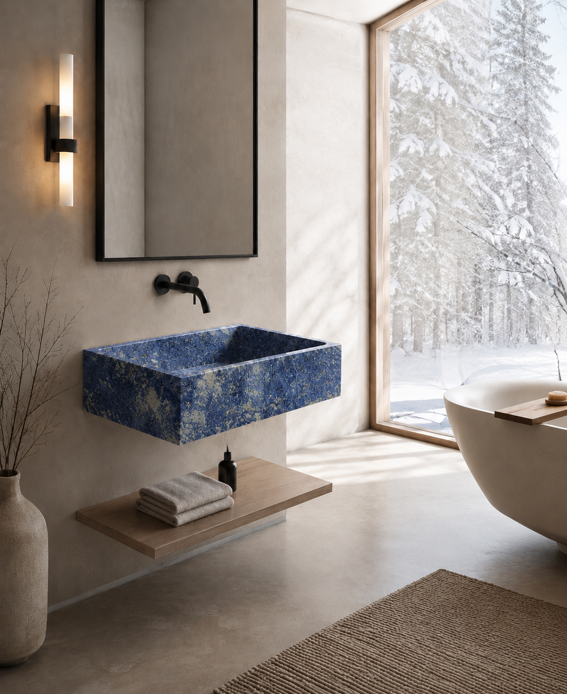 Verona Collection | Single Wall Mounted Stone Basins