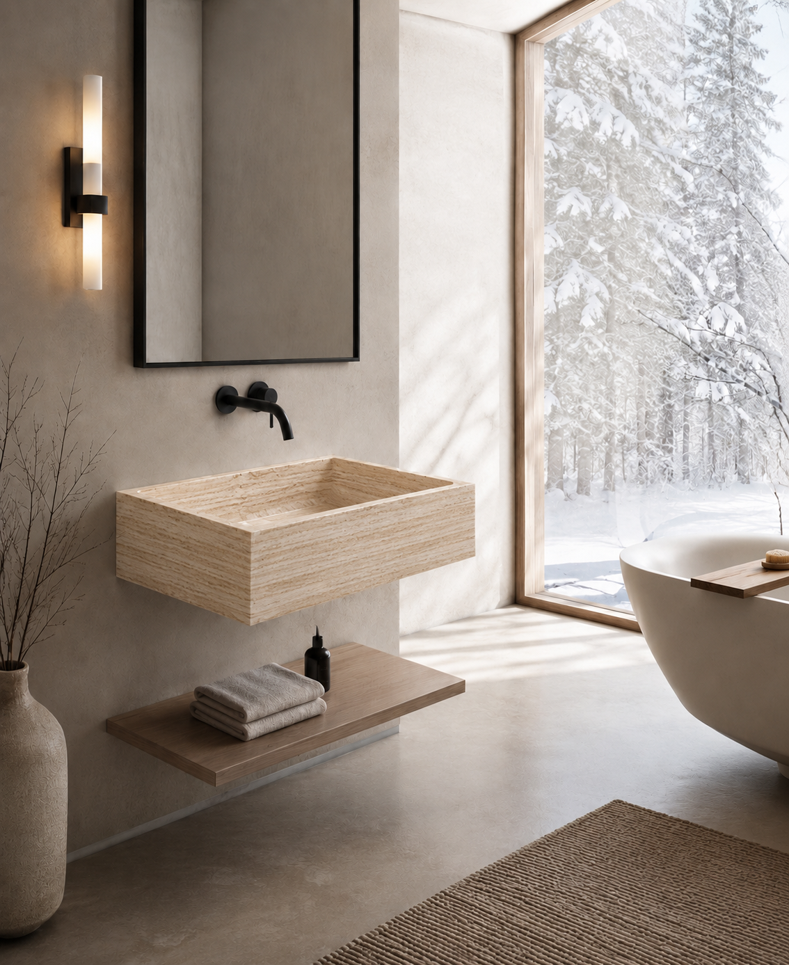 Verona Collection | Single Wall Mounted Stone Basins