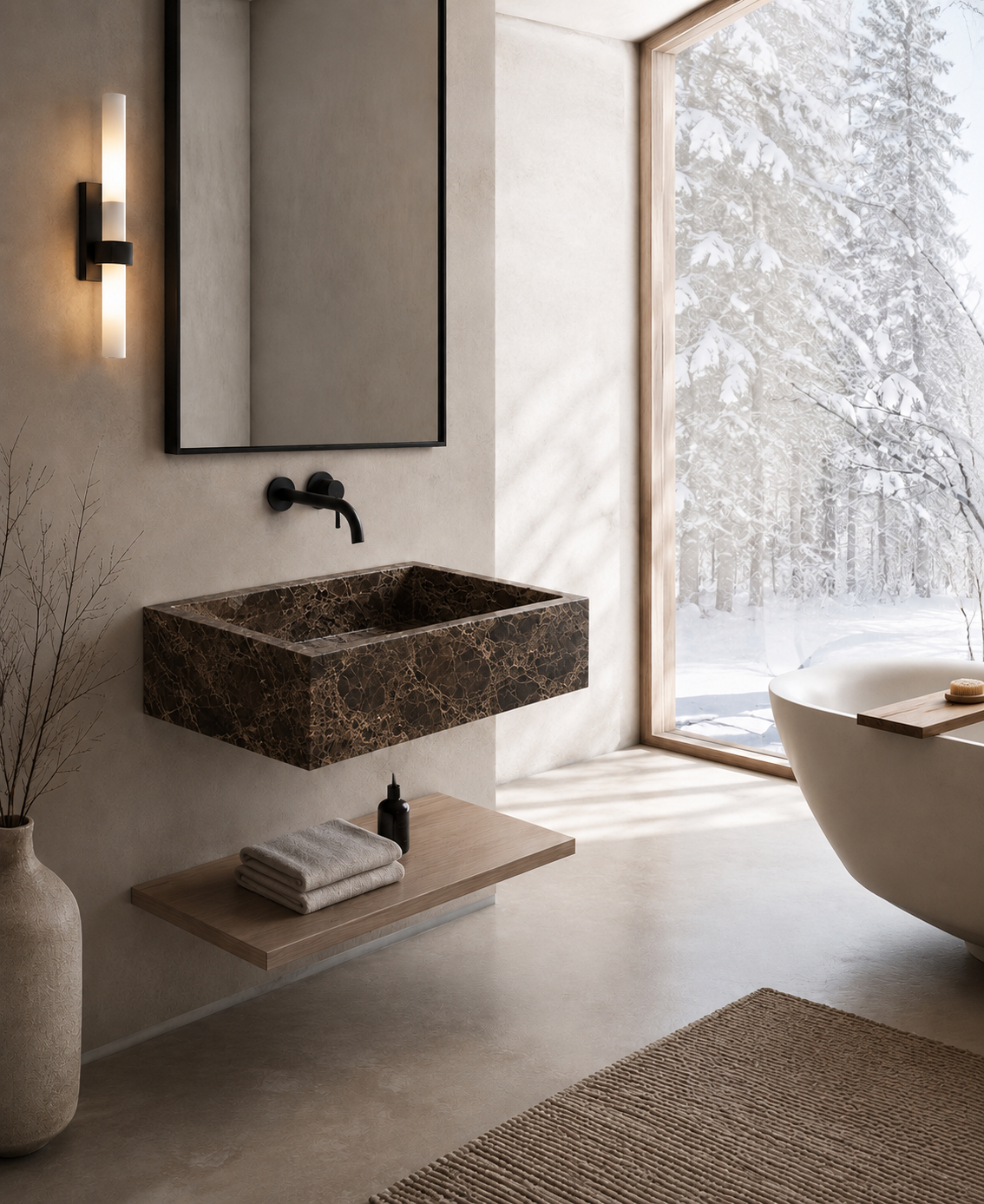 Verona Collection | Single Wall Mounted Stone Basins