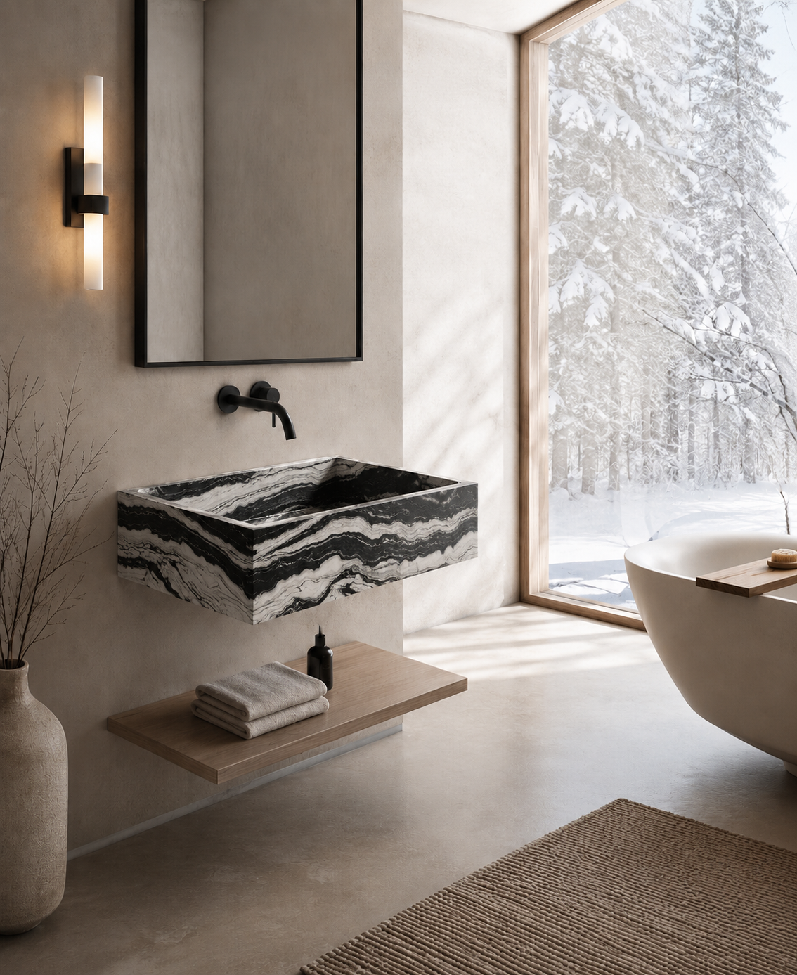 Verona Collection | Single Wall Mounted Stone Basins
