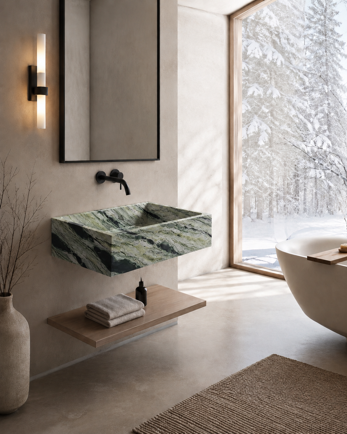 Verona Collection | Single Wall Mounted Stone Basins