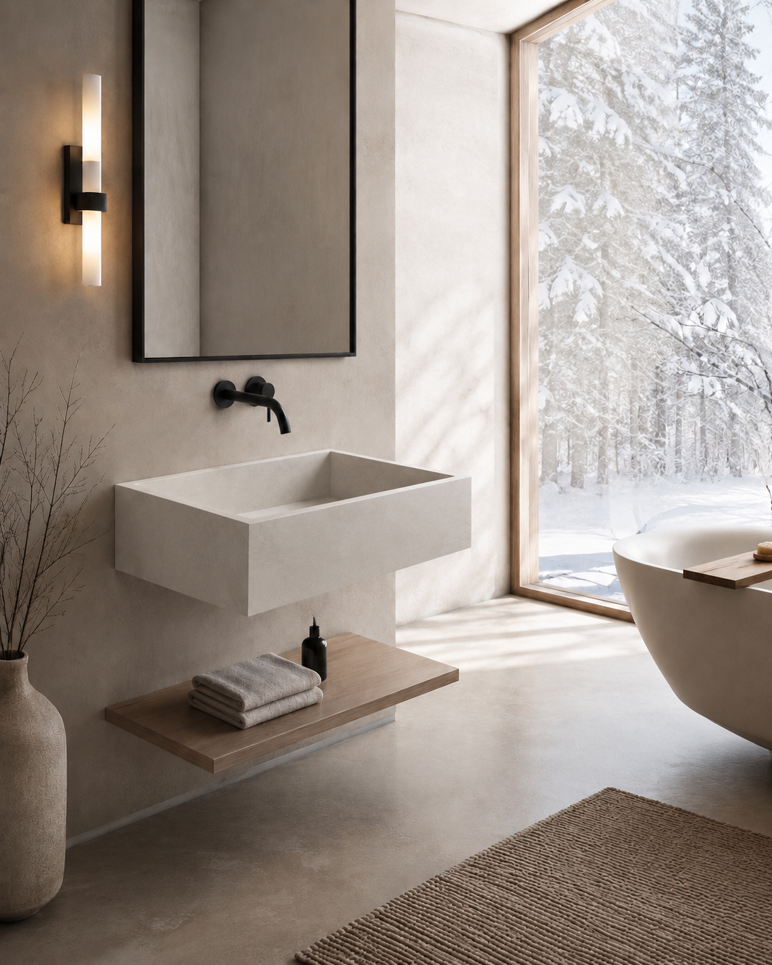 Verona Collection | Single Wall Mounted Stone Basins