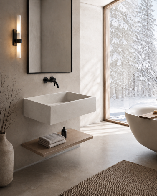 Verona Collection Luxury Wall-Mounted Stone Basin – Crema Marfil, product view 15