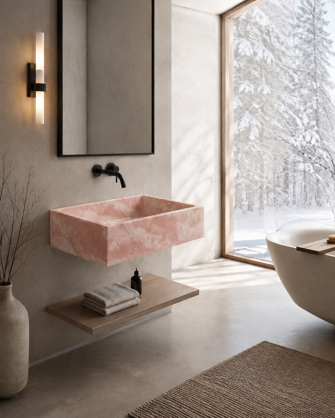 Verona Collection | Single Wall Mounted Stone Basins