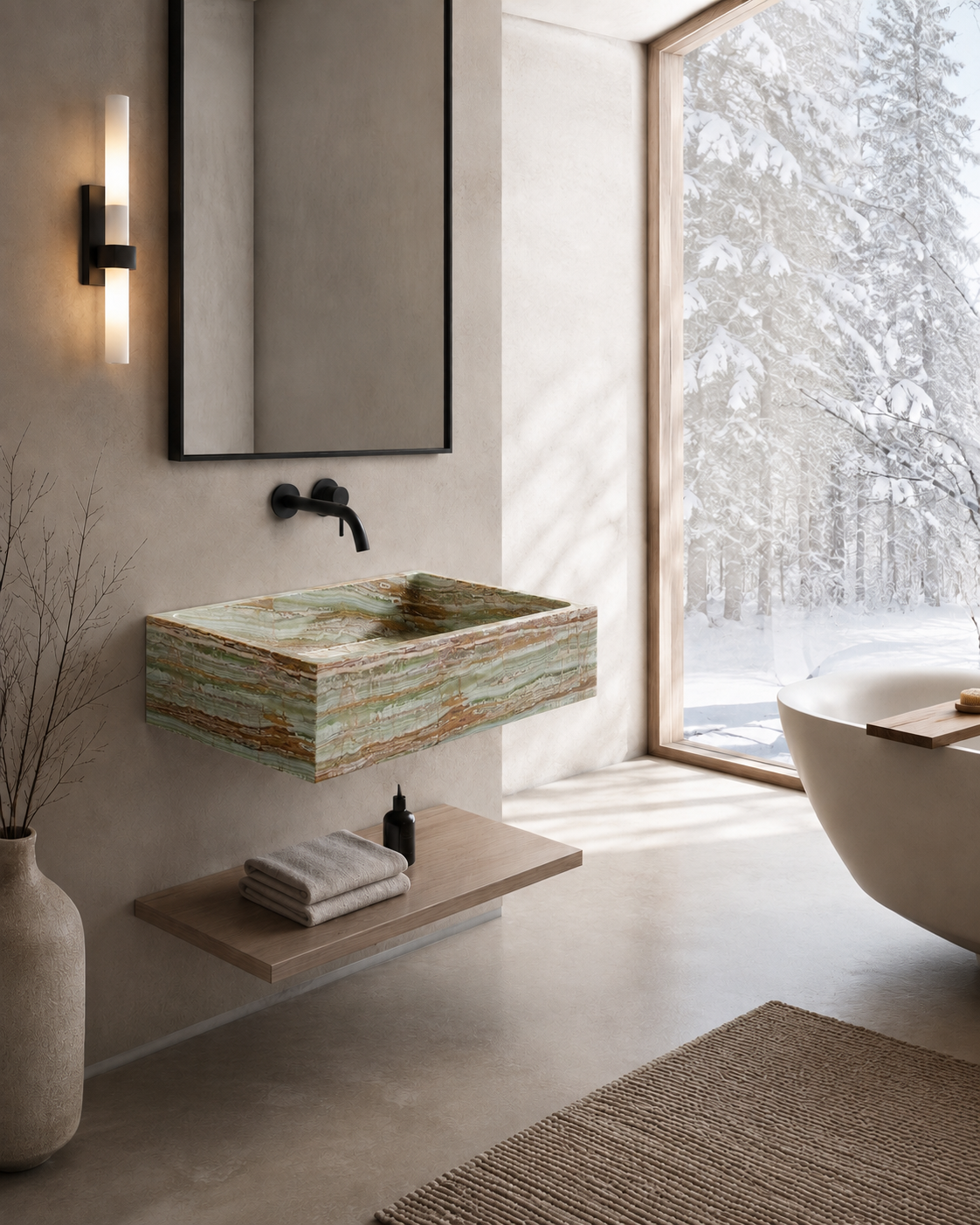Verona Collection | Single Wall Mounted Stone Basins