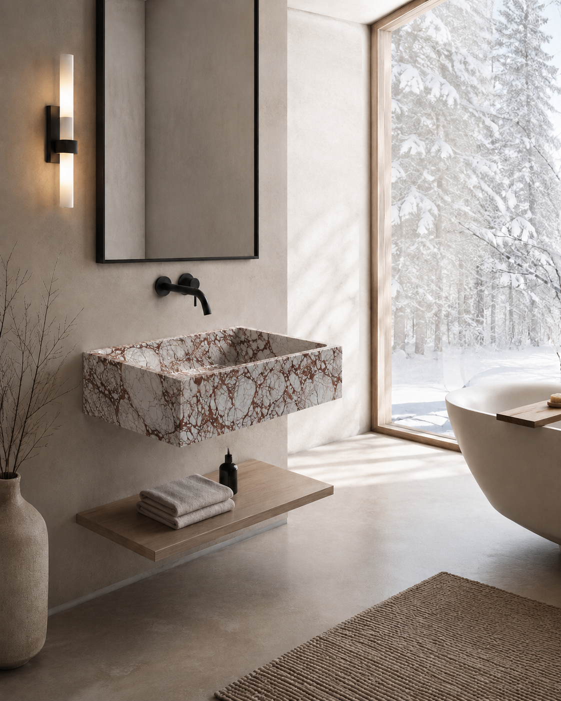 Verona Collection | Single Wall Mounted Stone Basins