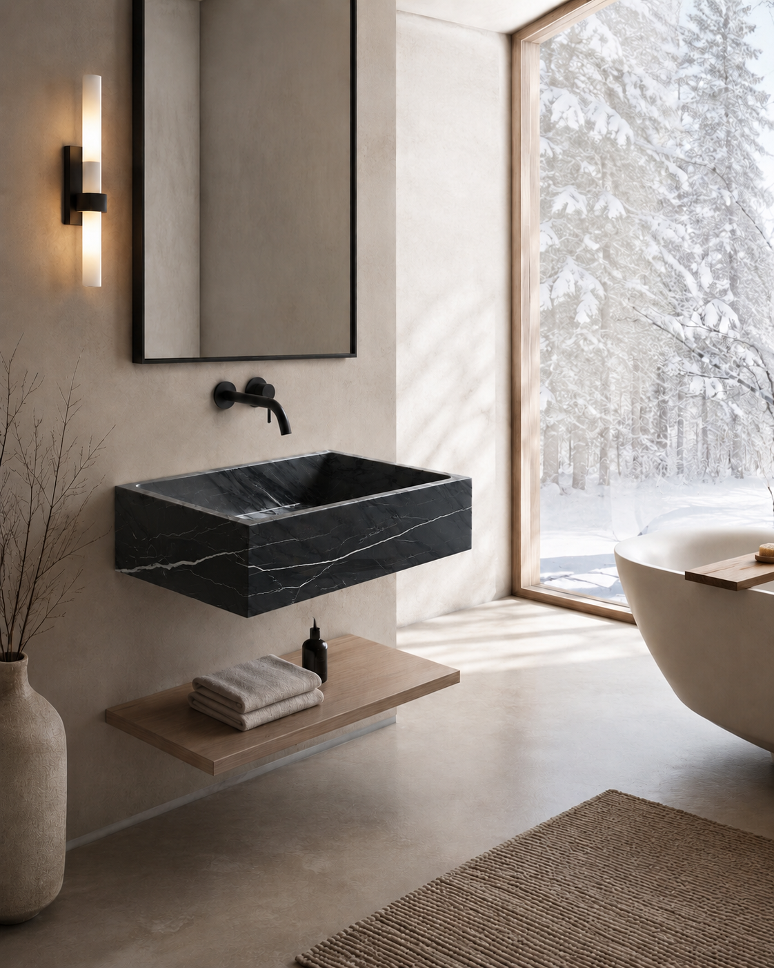 Verona Collection | Single Wall Mounted Stone Basins