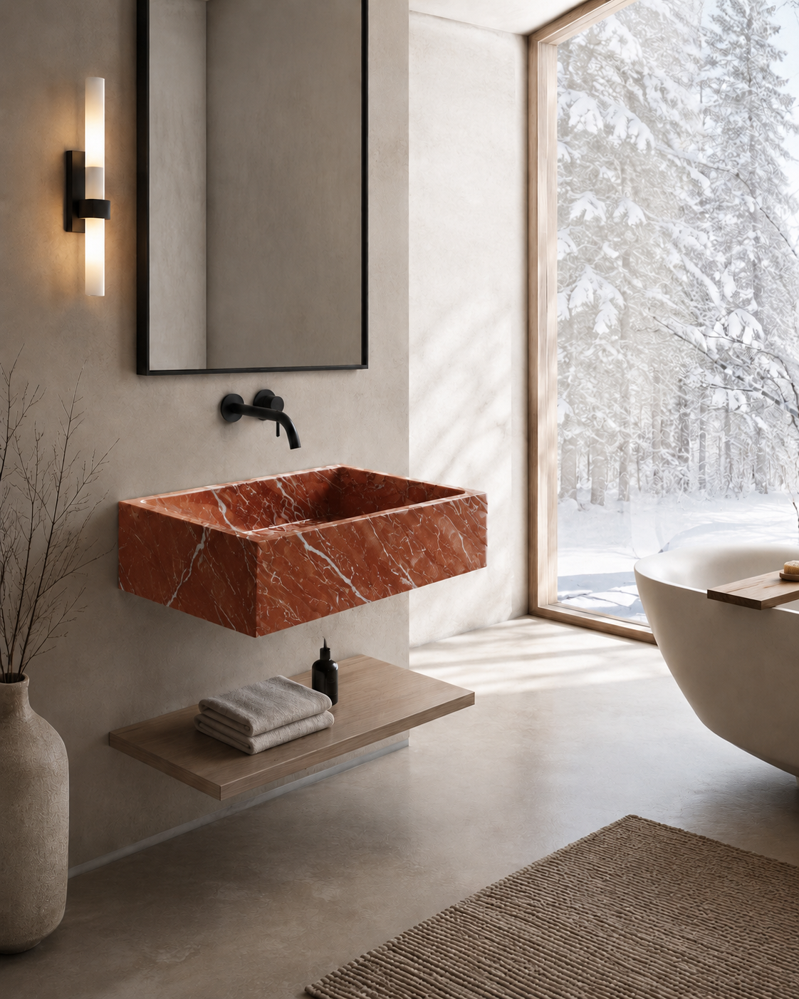 Verona Collection | Single Wall Mounted Stone Basins