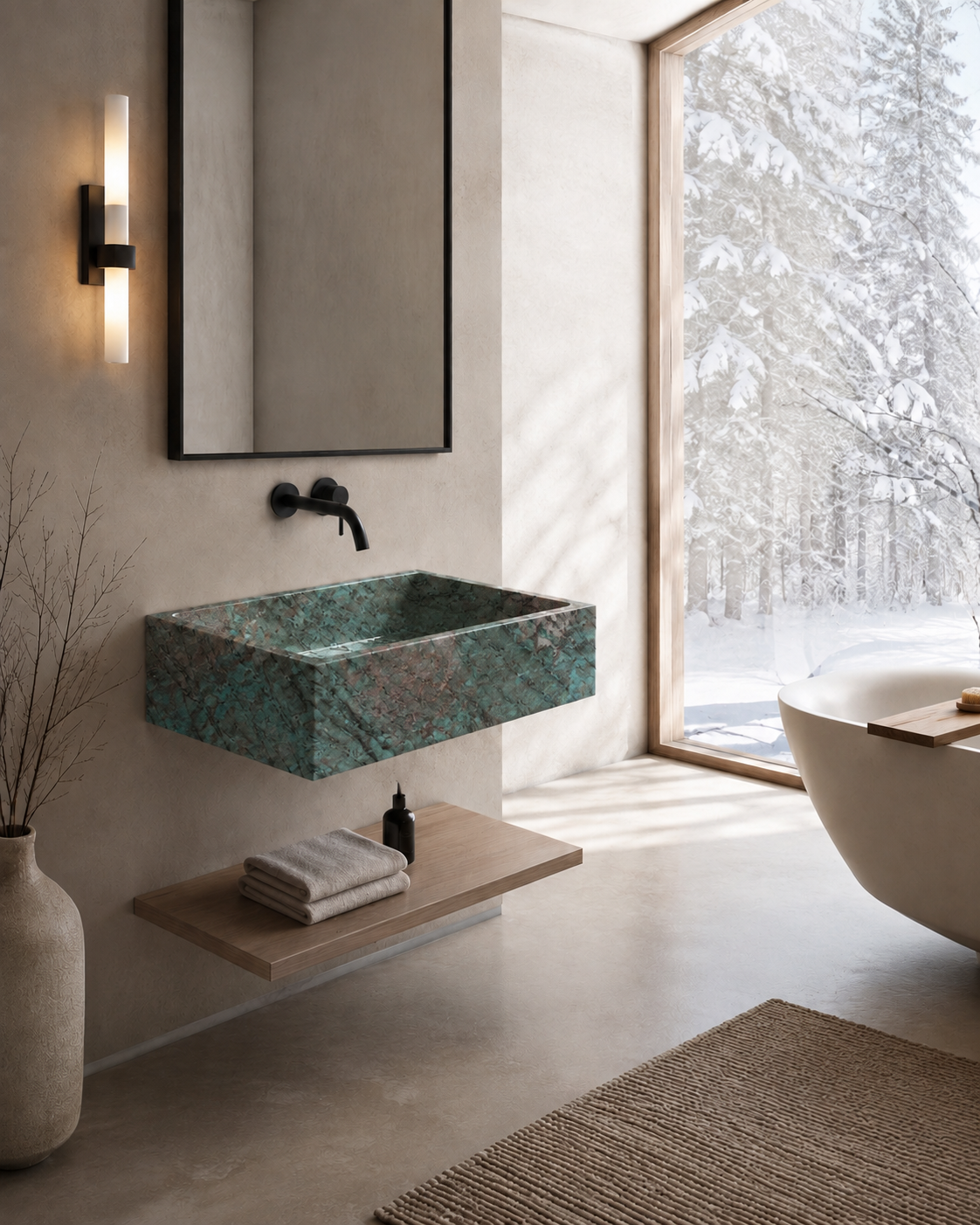 Verona Collection | Single Wall Mounted Stone Basins