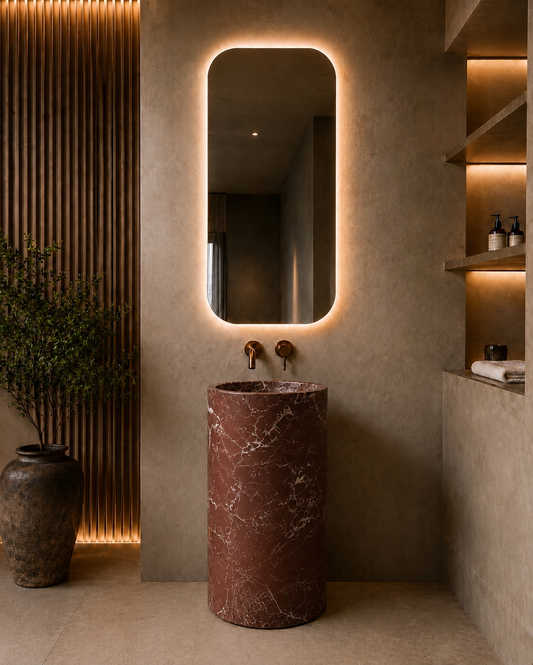 Rosa Alicante Marble Pedestal, product view 1