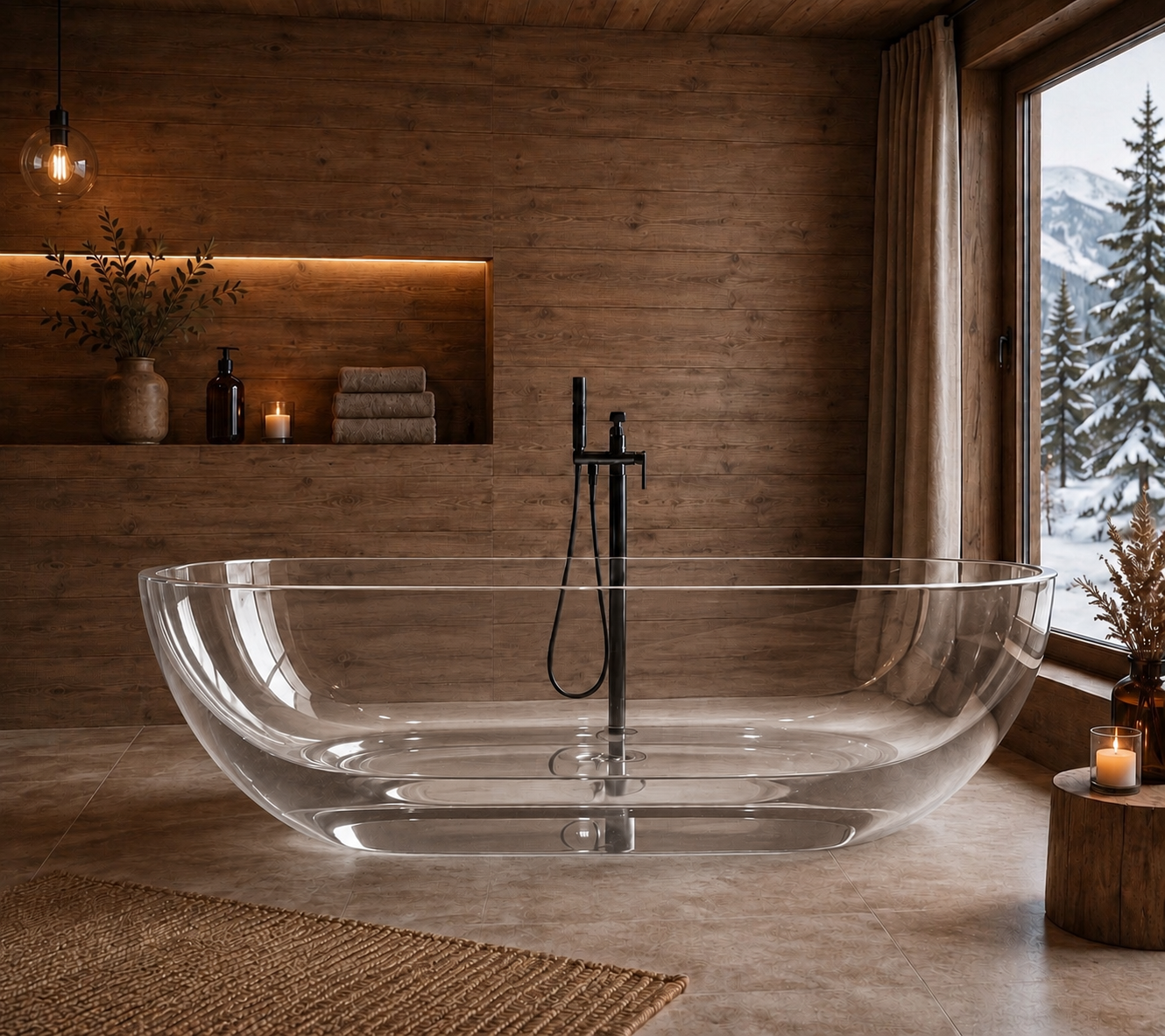 Transparent Resin Freestanding Bath | Luxury Stone Bath