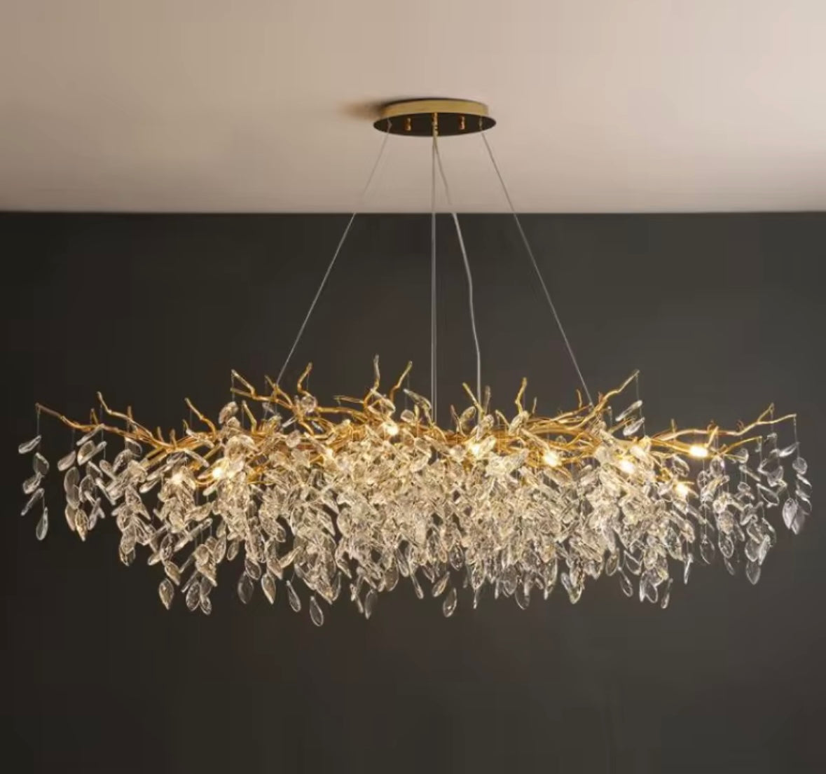 Leaf crystal style branch chandelier