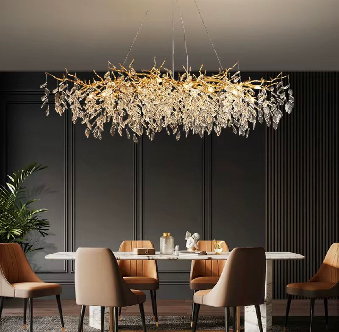 Leaf crystal style branch chandelier