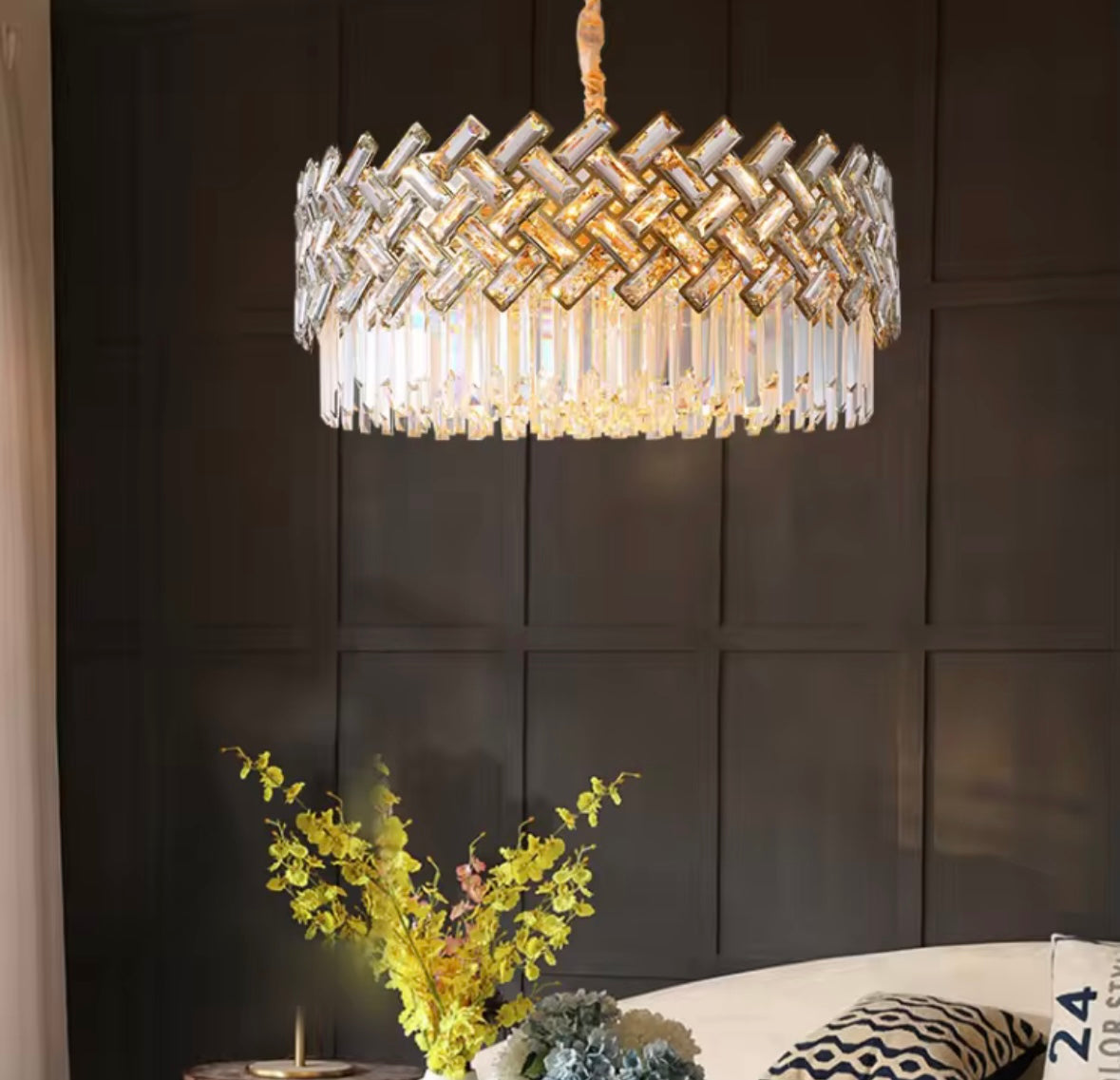 Gold Crystal Lattice Chandelier