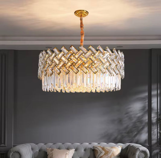 Gold Crystal Lattice Chandelier