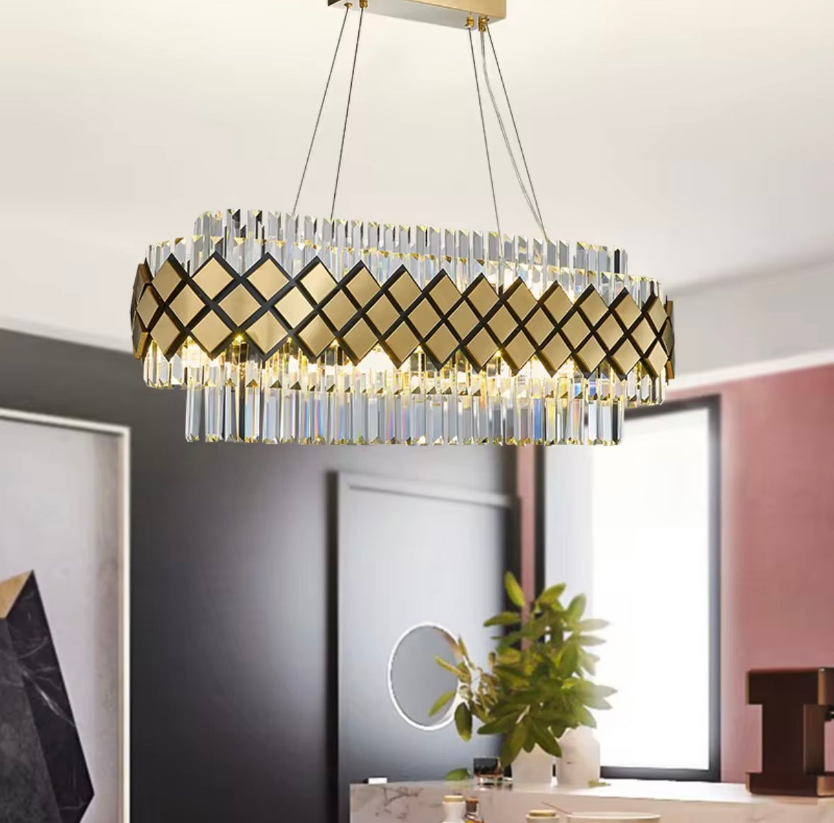 modern black and gold chandelier