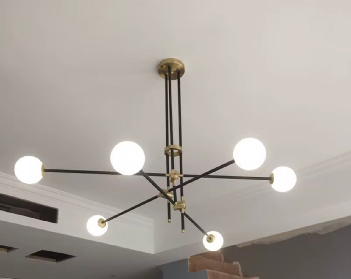 Black & Gold 6-Ball Minimalist Chandelier