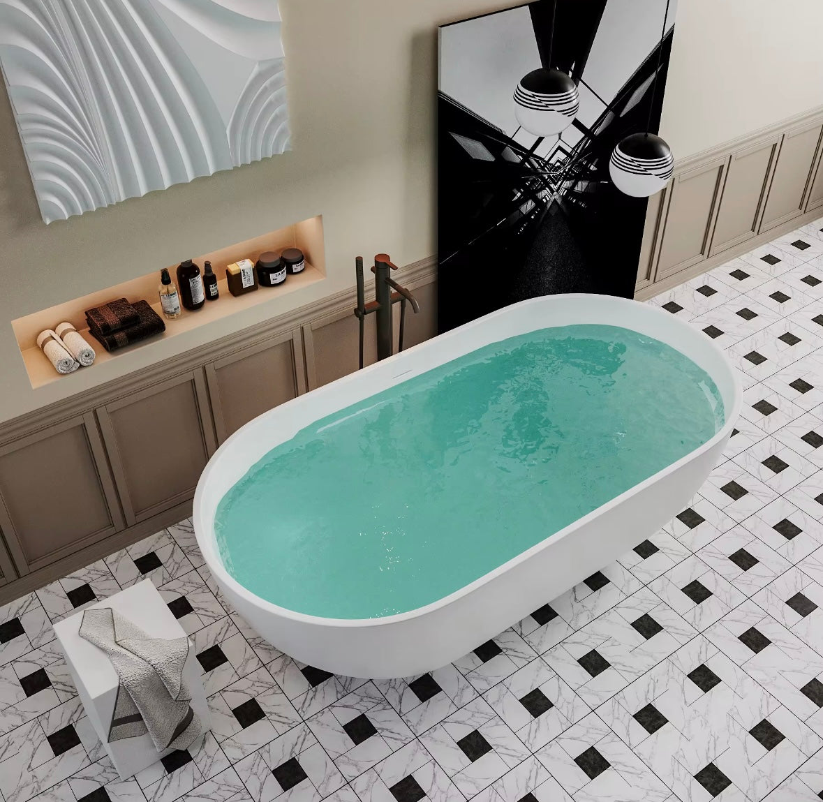 sleek stone resin bathtub