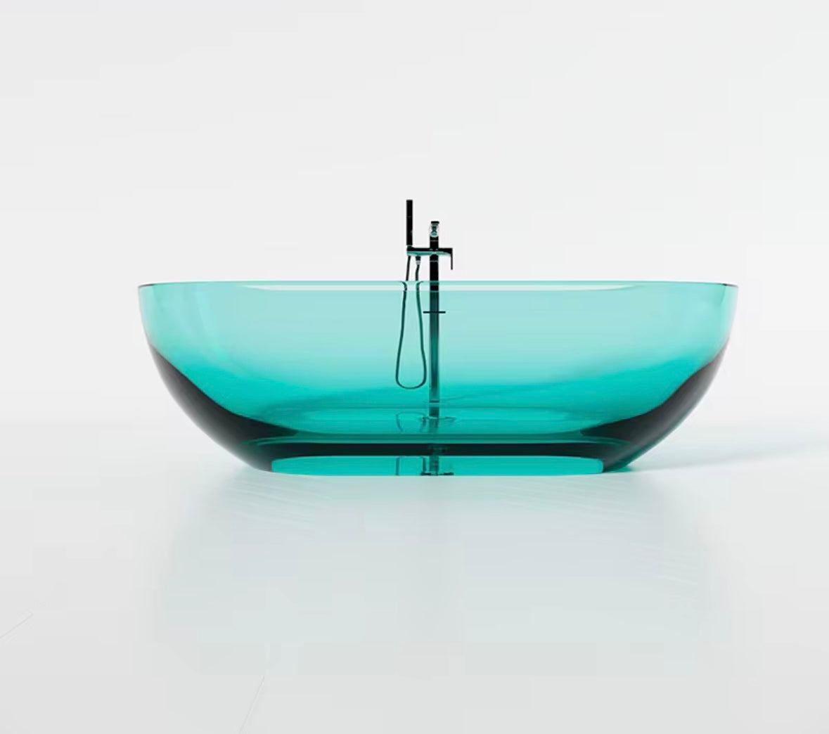 free standing transparent resin bathtub